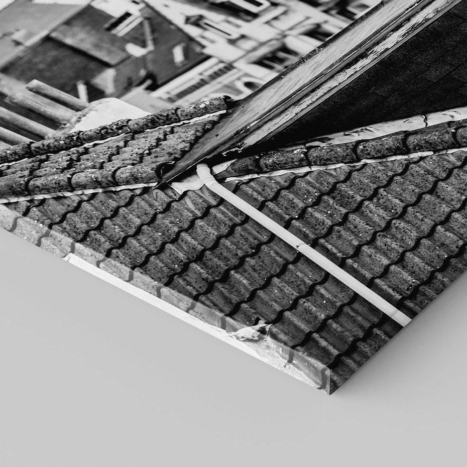 Obraz na płótnie 70x50 - Miasto w Retro Odsłonie - fotografia czarno biała, ujęcie na dachy wielkiego miasta