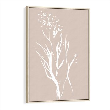 Obraz w ramie 50x70 - Impresje Pastelowych Nastrojów - minimalistyczny delikatny obraz, beżowe odcienie - rama drewno