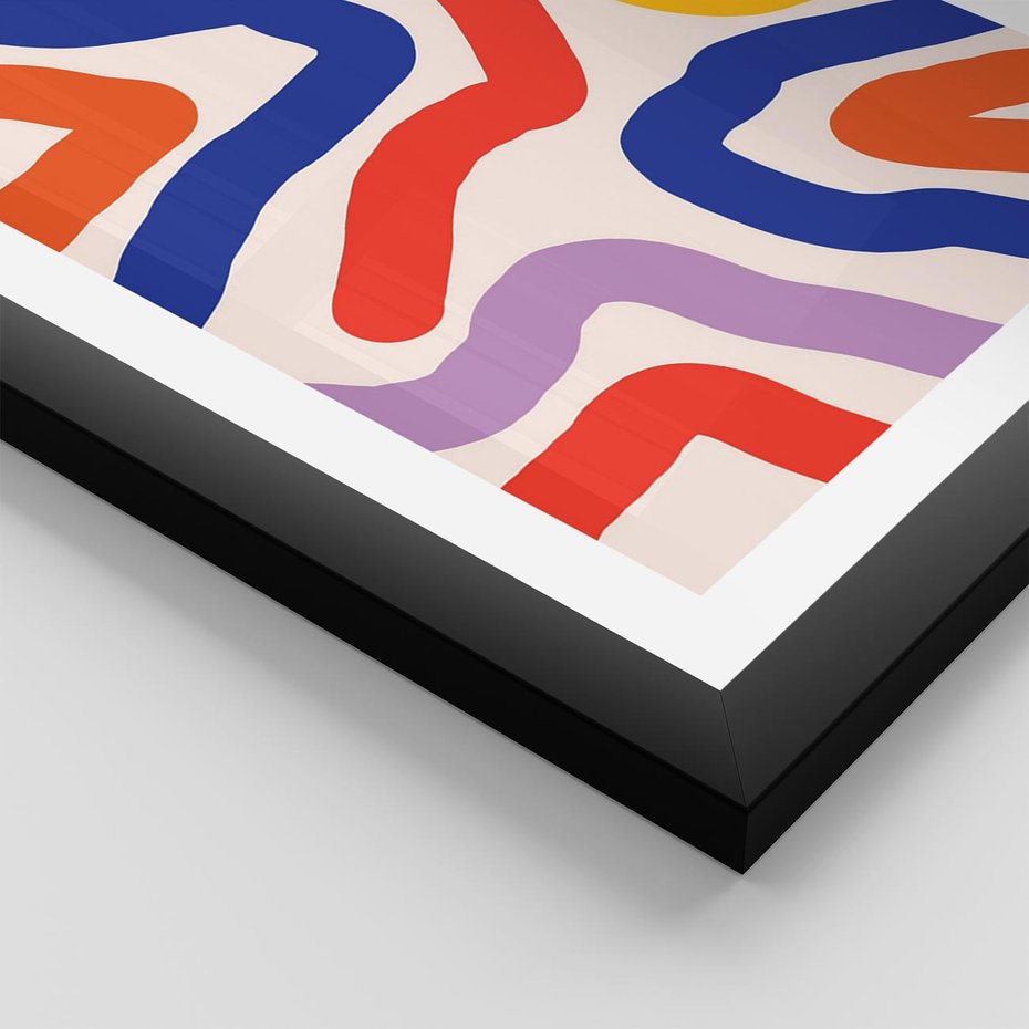 Plakat w ramie 50x70 - Intrygujące Widzenia - abstrakcyjny kolorowy obraz, kolorowe linie - rama czarna