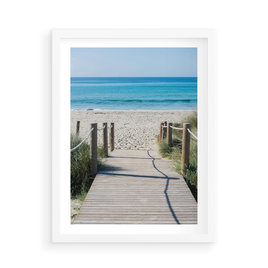Plakat w ramie 50x70 - Żywa Natura - plaża, morze - rama biała