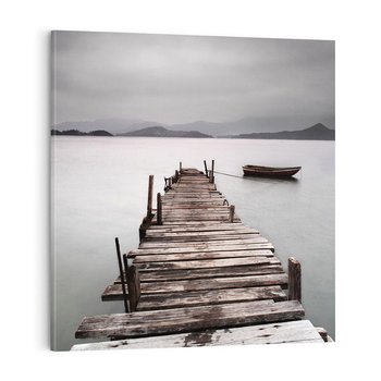 Obraz na płótnie 50x50 - Spokój nad Jeziorem - pomost, jezioro