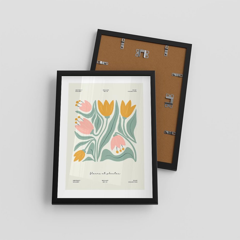 Plakat w ramie 30x40 - Tajemnicza Aura - kwiaty, nowoczesna abstrakcja - rama czarna