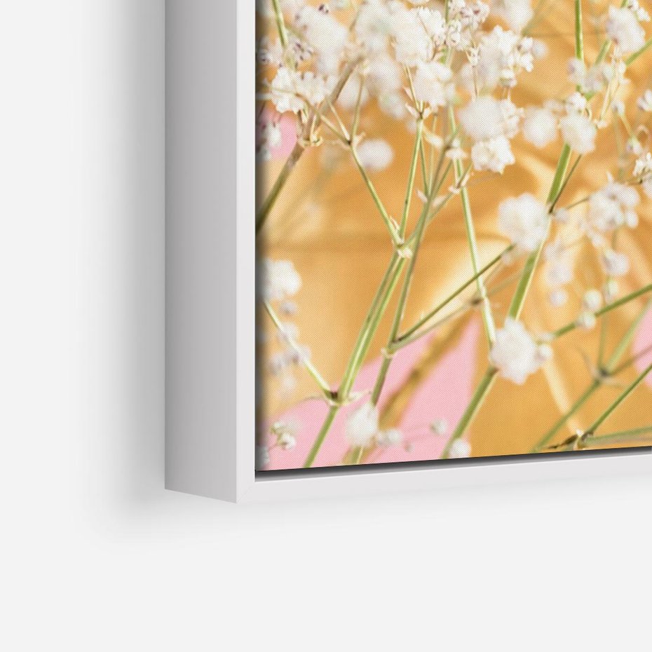 Obraz w ramie 70x50 - : Elegancja w Złocie - złote, liście - rama biała