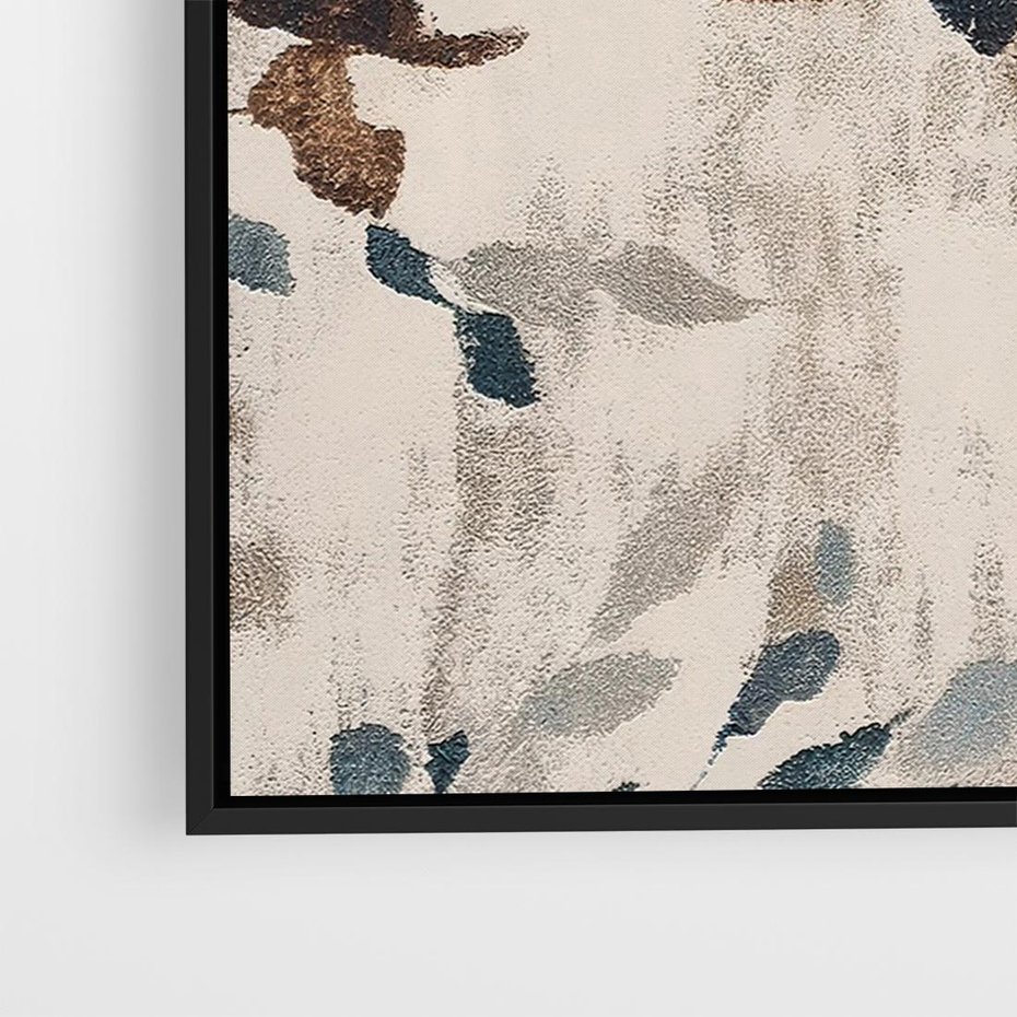 Obraz w ramie 70x50 - Refleksje liściowych barw - abstrakcyjne kształty, przypominają liście - rama czarna