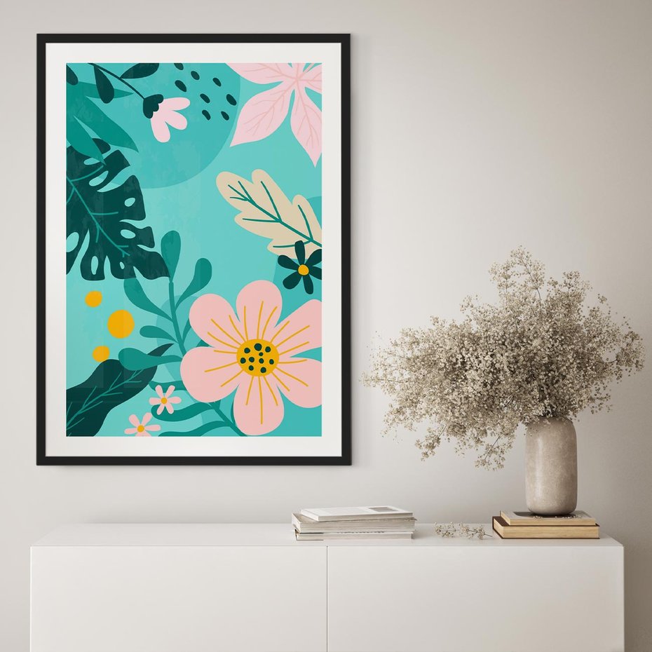 Plakat bez ramy 50x70 - Kwiatowy Impuls - pastelowa kompozycja, kwiaty