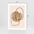 Plakat bez ramy 21x30 - Liście w Beżowym Minimalizmie - minimalistyczny obraz, liście monstery