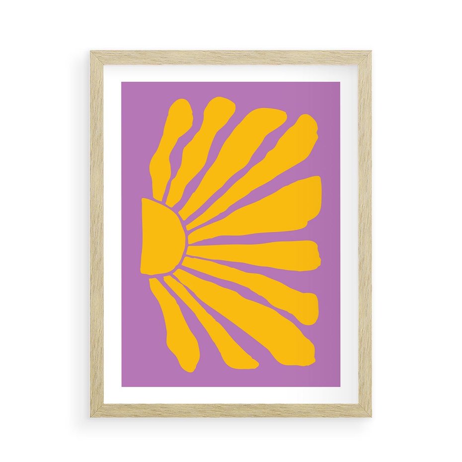 Plakat w ramie 50x70 - Podróżne Kontury - abstrakcyjny plakat, intensywne różowe tło - rama drewno