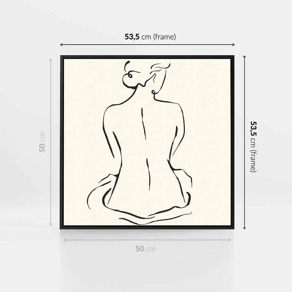 Obraz w ramie 50x50 - Migotliwa Symfonia - kobieta akt, minimalizm - rama czarna