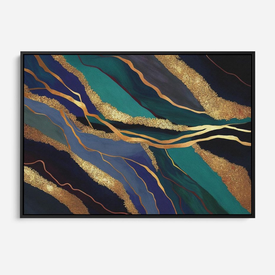 Obraz w ramie 70x50 - Sztorm malarskich emocji - marmur, abstrakcyjna grafika - rama czarna