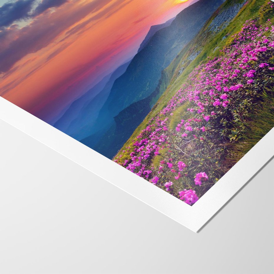 Plakat bez ramy 21x30 - Górski Zachód - góry, łąka