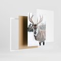 Zestaw obrazy w ramie 50x70 galeria - Jeleń, bizon, zima, retro - rama biała