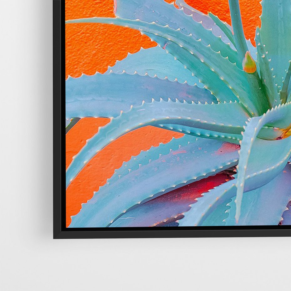 Obraz w ramie 70x100 - Naturalna Harmonia - kaktusy, liście - rama czarna