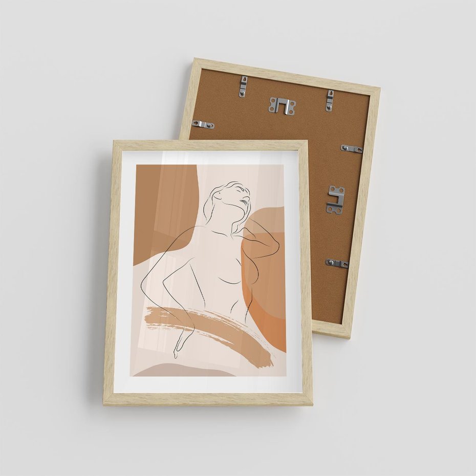 Plakat w ramie 30x40 - Sztuka Prostoty - kobieta, szkic - rama drewno