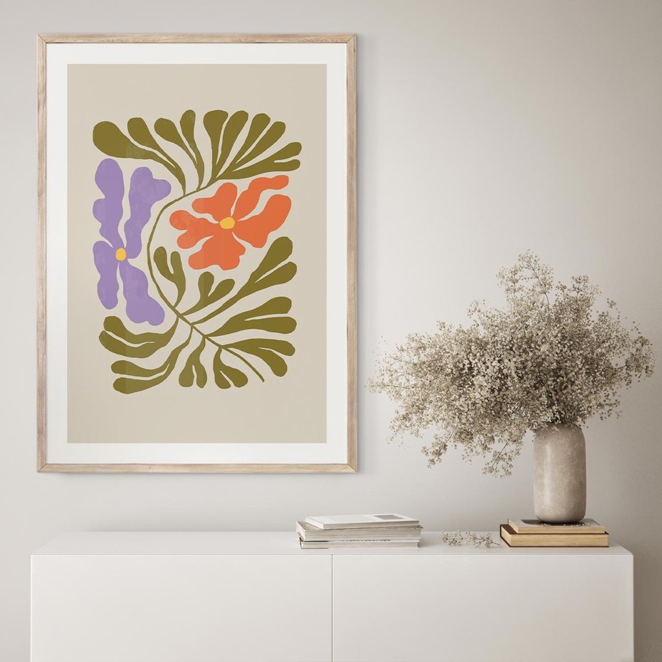 Plakat w ramie 50x70 - Bezgraniczne Impresje - kwiaty, abstrakcja - rama drewno