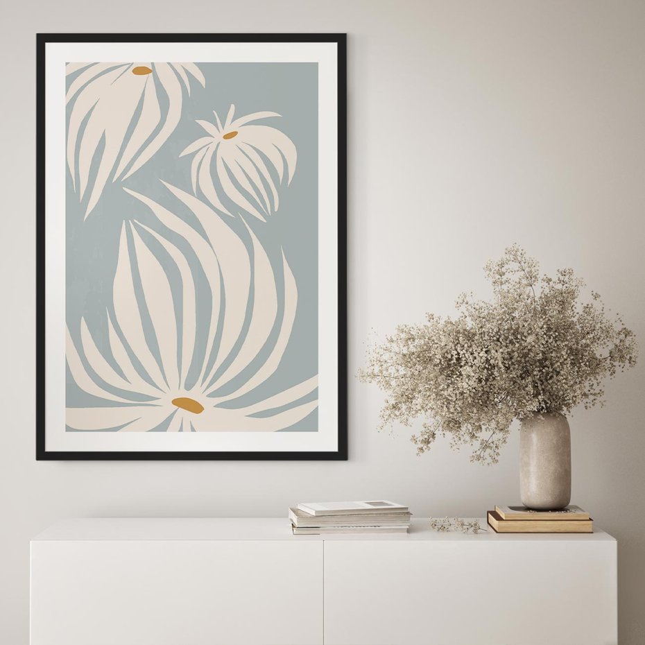 Plakat bez ramy 21x30 - Kwiatowe Kształty - kwiaty, nowoczesne i minimalistyczne