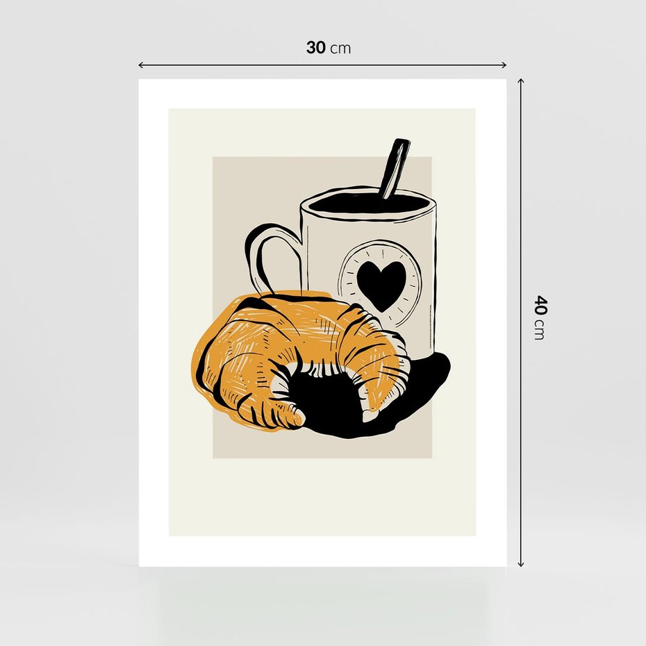 Plakat bez ramy 30x40 - Śniadanie z Croissantem - grafika, croisant