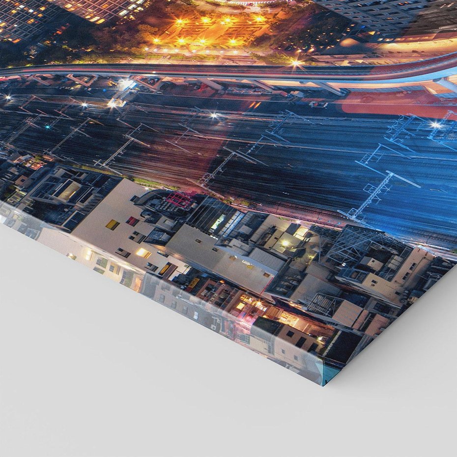 Obraz na płótnie 50x70 - Miasto nocą z wieżowcami w tle - miasto, nocą