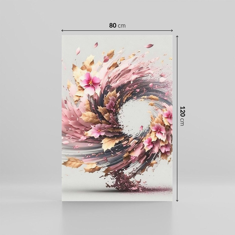 Obraz na płótnie 80x120 - Kwiatowy Wir - nowoczesna grafika komputerowa, wir z kwiatów