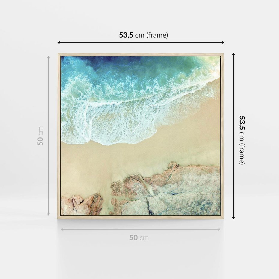 Obraz w ramie 50x50 - Turkusowe Skrzydła - morze, plaża - rama drewno