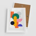 Plakat w ramie 50x70 - Harmonijne Przenikanie Form - nowoczesna sztuka, geometryczna kolorowa grafika - rama biała