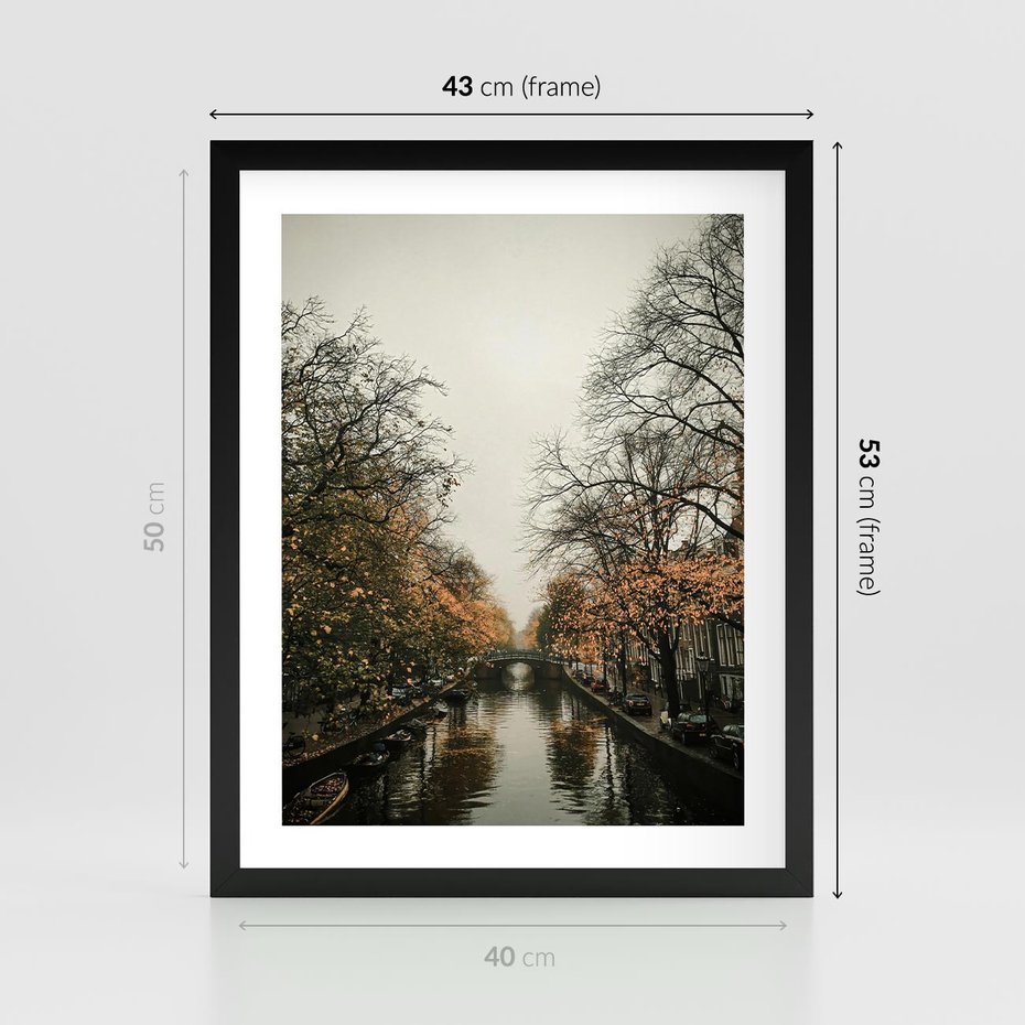Plakat w ramie 40x50 - Jesienne Spacerki po Holenderskich Kanałach - kanały, Holandia - rama czarna