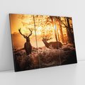 Obraz na płótnie 120x80 - Jeleń w lesie: Spotkanie w dziczy - jeleń, jelenie