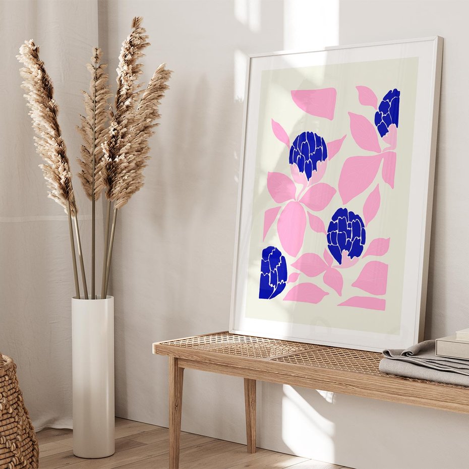 Plakat bez ramy 40x50 - Impresje deszczu - nowoczesna kompozycja, kwiaty