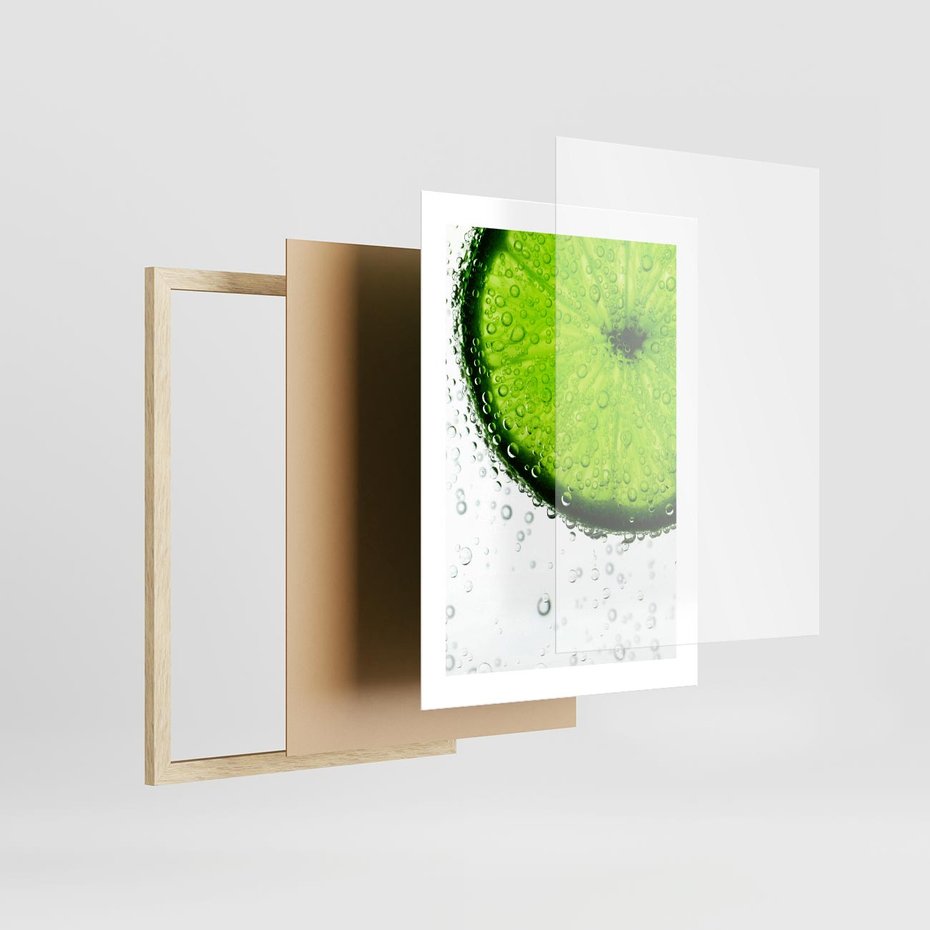 Plakat w ramie 30x40 - Świeżość i kwasowość limonki - limnka, owoce - rama drewno