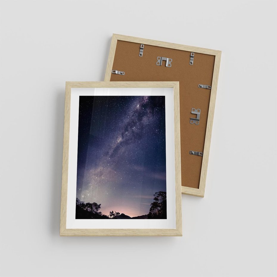 Plakat w ramie 30x40 - Gwiaździste Ujęcie - gwiaździste niebo, noc - rama drewno