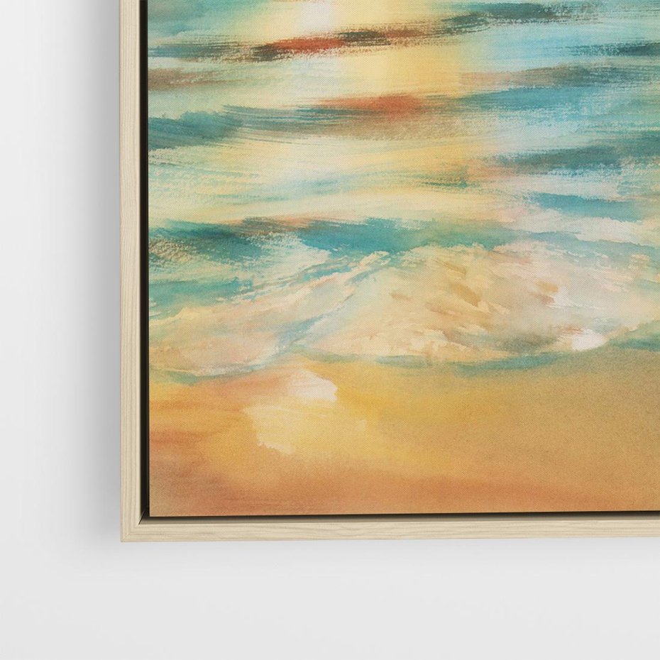 Obraz w ramie 80x80 - Objawienie Fioletowego Świtu - fioletowy wschód słońca, słońce wschodzi nad morzem - rama drewno