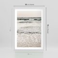 Plakat w ramie 50x70 - Szarość Morza - morze, fale - rama biała