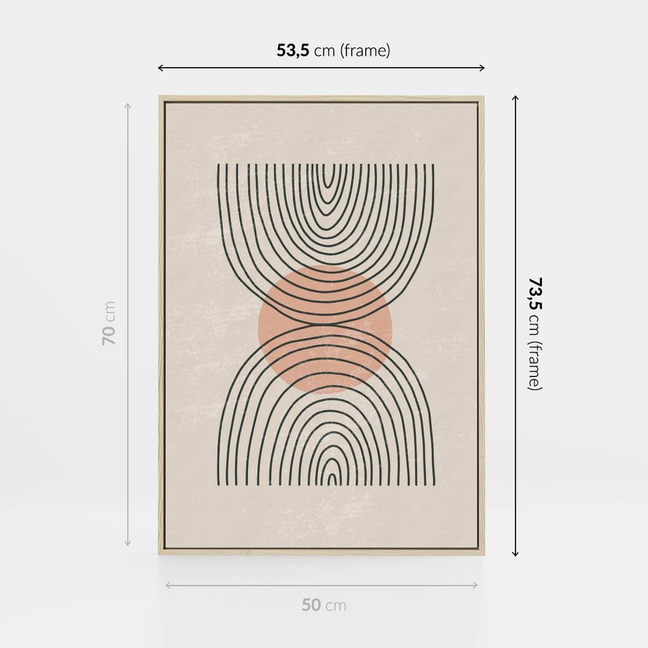 Obraz w ramie 50x70 - Nowy Rytuał - abstrakcyjna sztuka, boho kształty - rama drewno