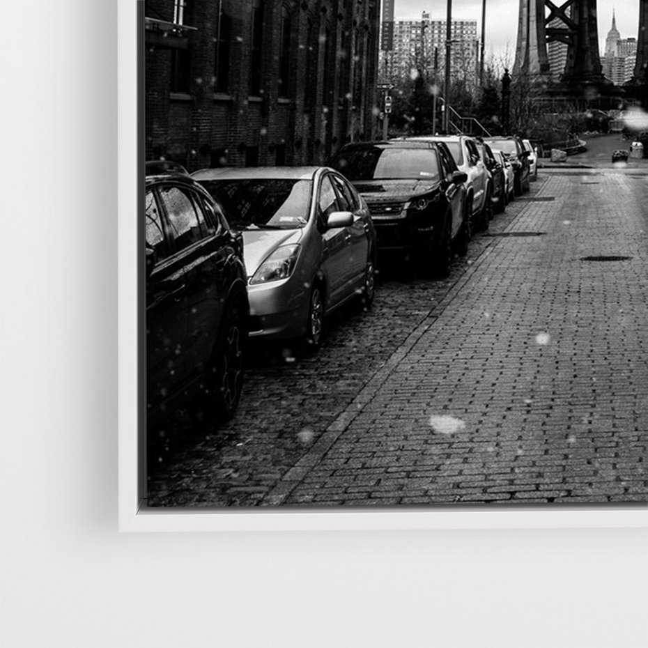 Obraz w ramie 70x100 - Ikona Miasta - Nowy Jork, most - rama biała