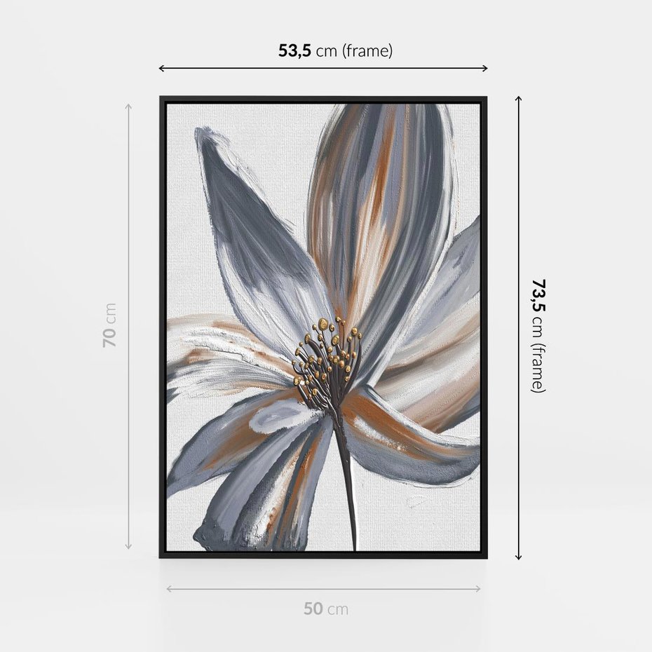 Obraz w ramie 50x70 - Olejne kwiaty - wyraz emocji - kwiaty, malowane - rama czarna