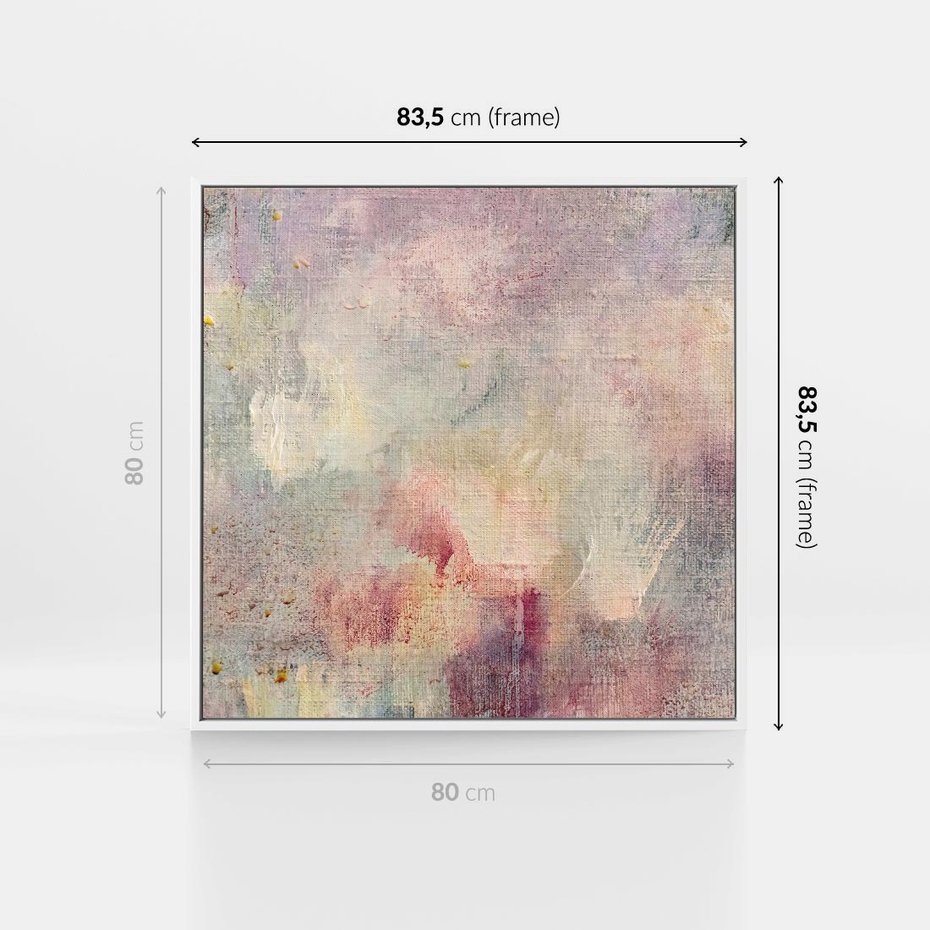 Obraz w ramie 80x80 - Miękka Melodia Pasteli - olejne płótno, pastelowe kolory - rama biała