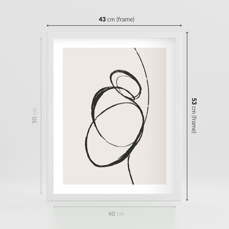 Plakat w ramie 40x50 - Modernistyczne Refleksje - abstrakcyjne szkicowane linie, minimalizm - rama biała