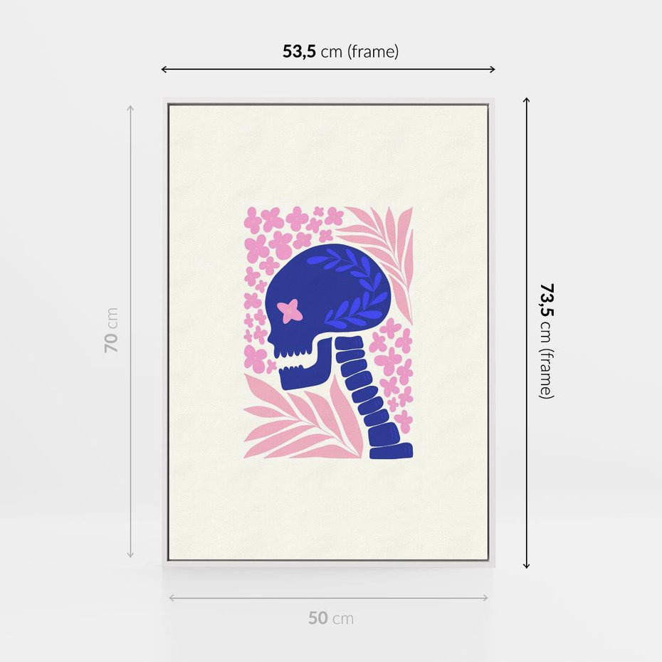 Obraz w ramie 50x70 - Żart z Czaszką - abstrakcja, sztuka nowoczesna - rama biała