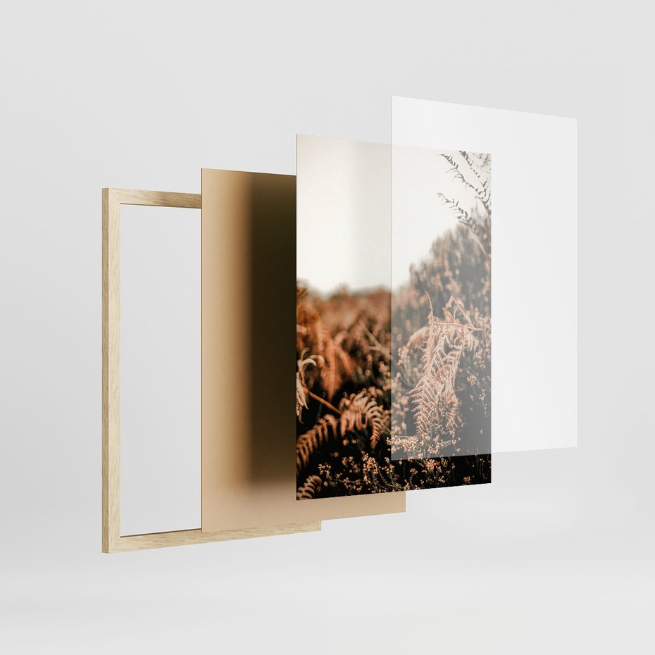 Zestaw obrazy w ramie 50x70 galeria - Jesienna, łąka, liście, boho - rama drewno