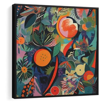 Obraz w ramie 50x50 - Echa Nietuzinkowych Wzorców - abstrakcyjny obraz olejny, jak picasso - rama czarna