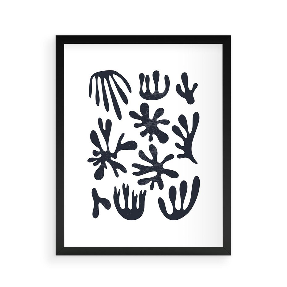 Plakat w ramie 40x50 - Rozmyte Granice Wspomnień - inspiracja mattise, abstrakcja - rama czarna