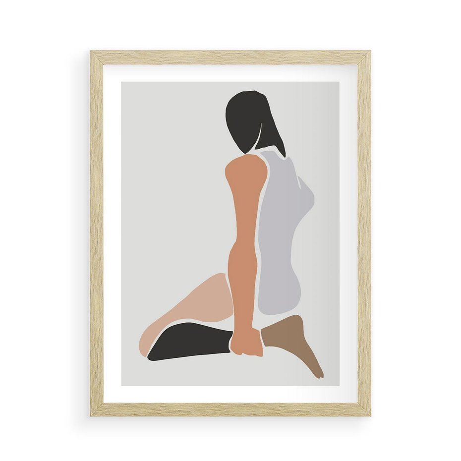 Plakat w ramie 50x70 - Widok Abstrakcyjny - abstrakcyjny obraz, minimalizm - rama drewno