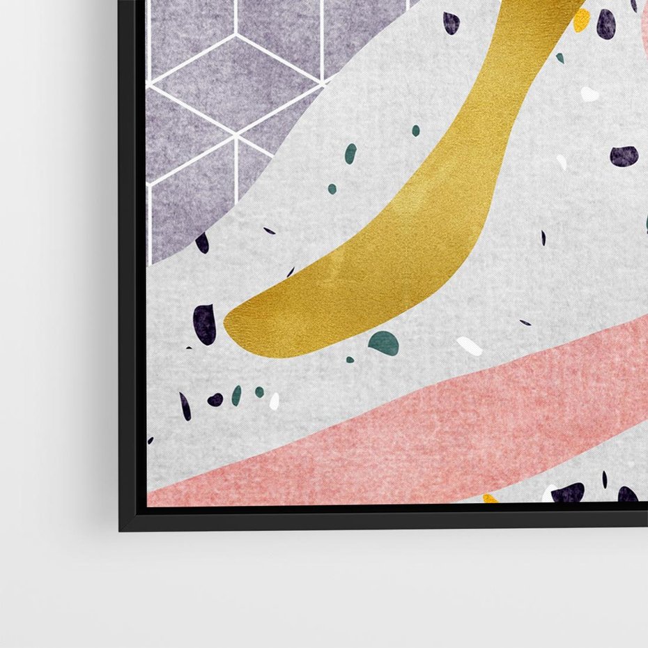 Obraz w ramie 50x50 - Eklektyczny Mix - kolaż, pastelowe abstrakcyjne plamy - rama czarna