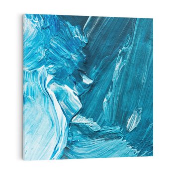 Obraz na płótnie 40x40 - W stronę niebieskiego horyzontu - abstrakcja, rozlane farby