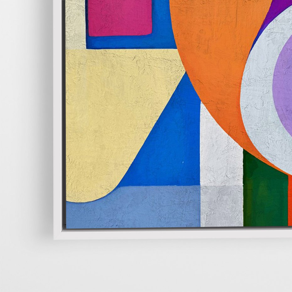 Obraz w ramie 80x120 - Migotliwe Impulsy Dźwięku - różne geometryczne formy, koła - rama biała