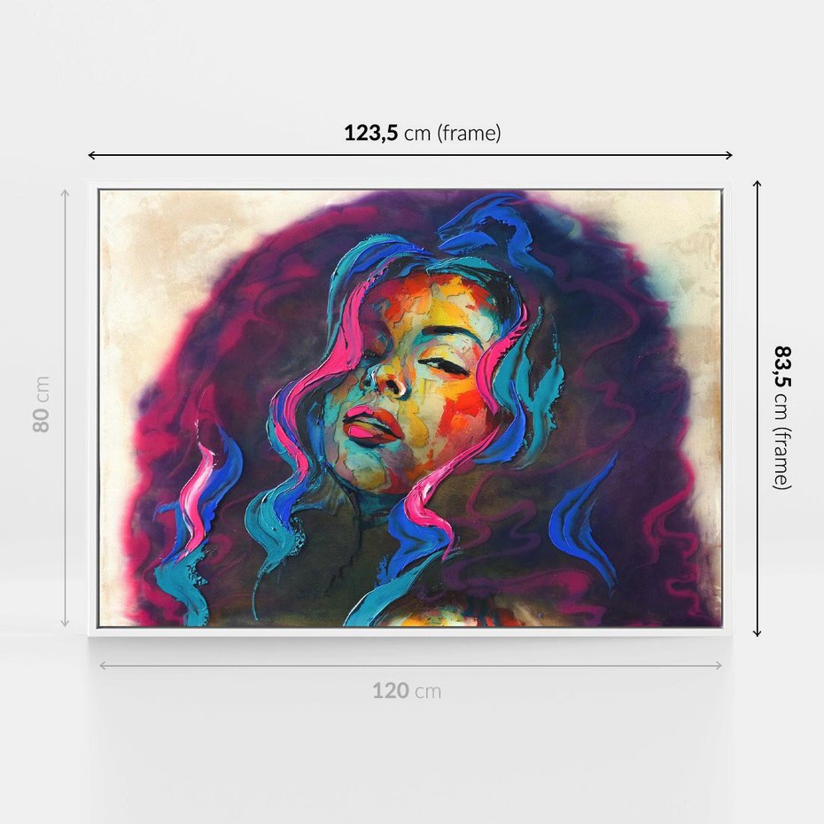 Obraz w ramie 120x80 - Bujna Ekspresja - grafika komputerowa, przypomina obraz olejny - rama biała