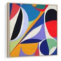 Obraz w ramie 80x80 - Kolorowe Przesunięcia Kształtów - abstrakcyjny obraz olejny, żywe kolory - rama drewno