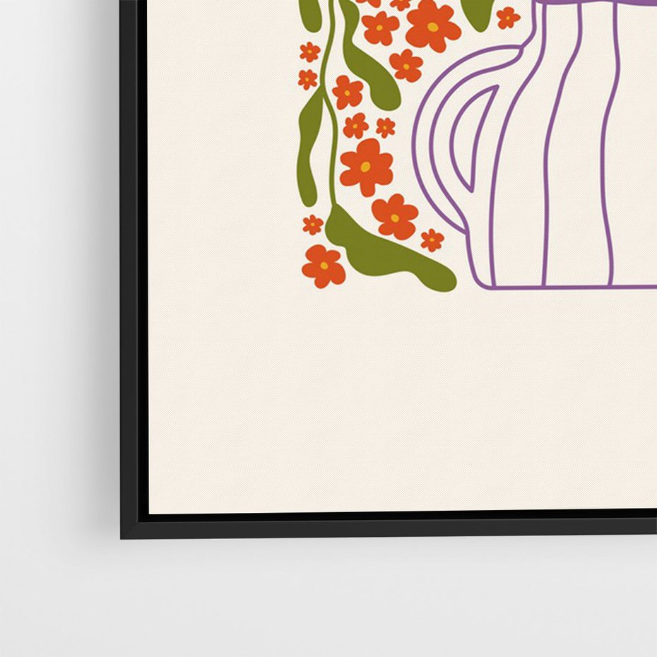 Obraz w ramie 50x70 - Świeżość Kwiatów - kwiaty w wazonie, minimalistyczna kompozycja - rama czarna