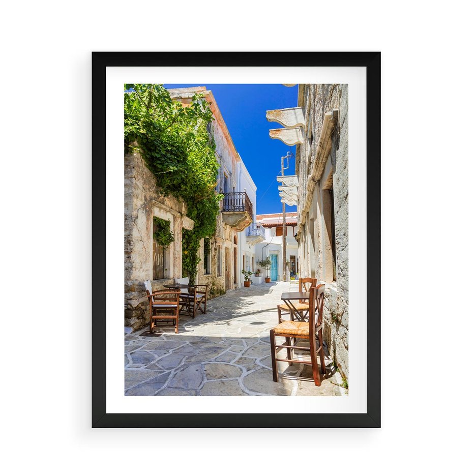 Plakat w ramie 50x70 - Magiczny Spacer - uliczka, perspektywa - rama czarna