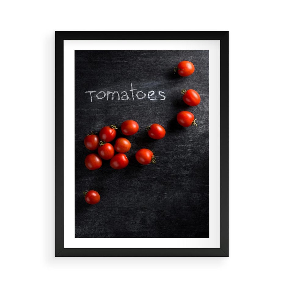 Plakat w ramie 50x70 - Świeżość Smaku - pomidory, kuchnia - rama czarna
