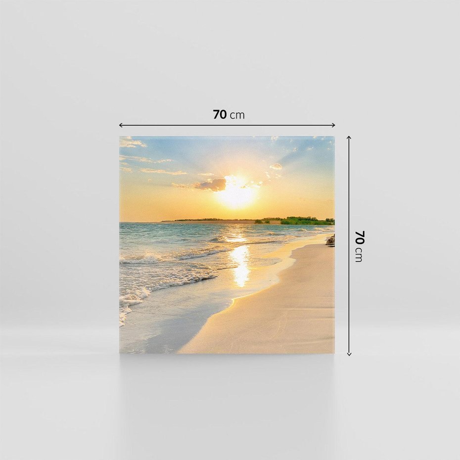 Obraz na płótnie 70x70 - Zachód słońca na plaży - plaża, zachód